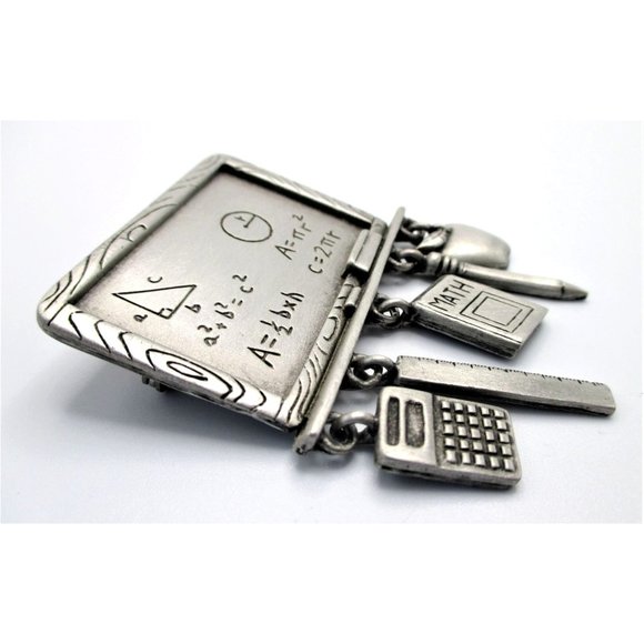 Math Teacher Student Pin Brooch Gift - Vintage Signed JJ aka Jonette Jewelry - Picture 2 of 7